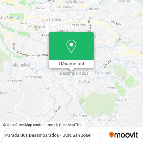Mapa de Parada Bus Desamparados - UCR
