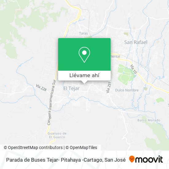 Mapa de Parada de Buses Tejar- Pitahaya -Cartago