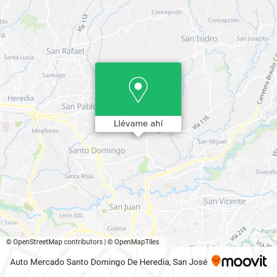 Mapa de Auto Mercado Santo Domingo De Heredia