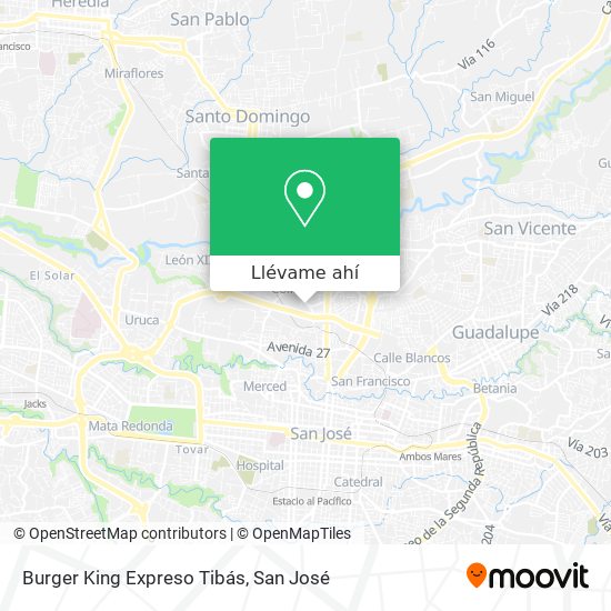 Mapa de Burger King Expreso Tibás