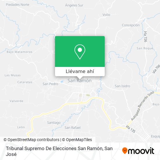 Mapa de Tribunal Supremo De Elecciones San Ramón