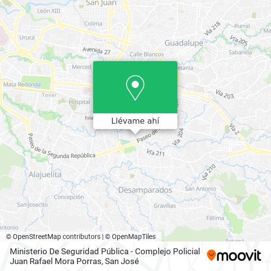 Mapa de Ministerio De Seguridad Pública - Complejo Policial Juan Rafael Mora Porras