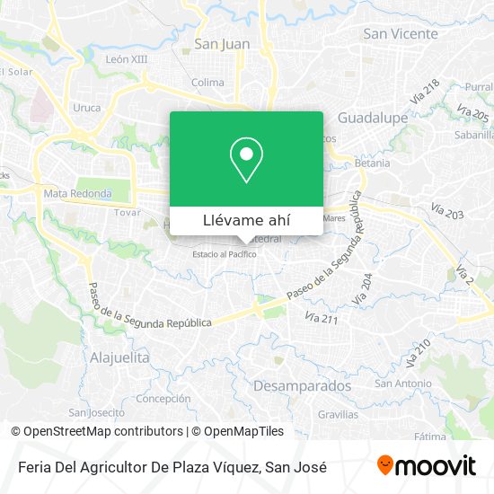 Mapa de Feria Del Agricultor De Plaza Víquez