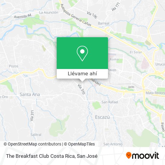 Mapa de The Breakfast Club Costa Rica