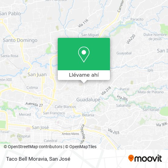 Mapa de Taco Bell Moravia
