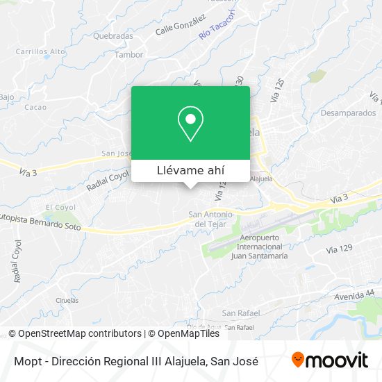 Mapa de Mopt - Dirección Regional III Alajuela