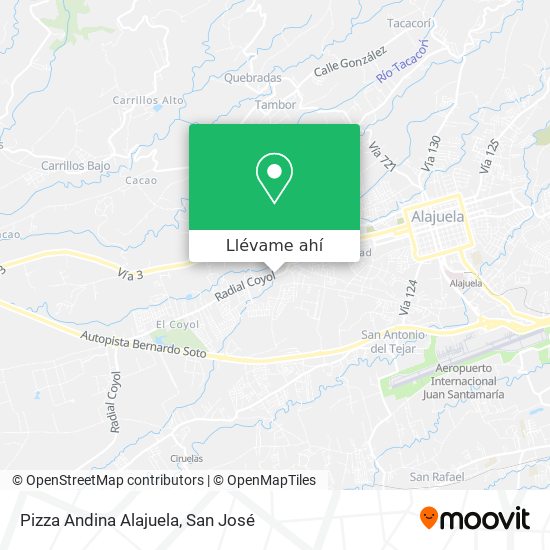 Mapa de Pizza Andina Alajuela