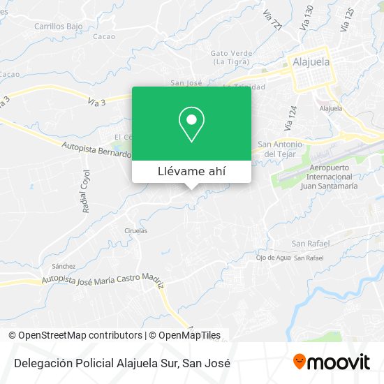 Mapa de Delegación Policial Alajuela Sur