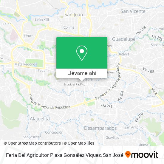 Mapa de Feria Del Agricultor Plaxa Gonsález Víquez