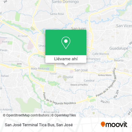 Mapa de San José Terminal Tica Bus
