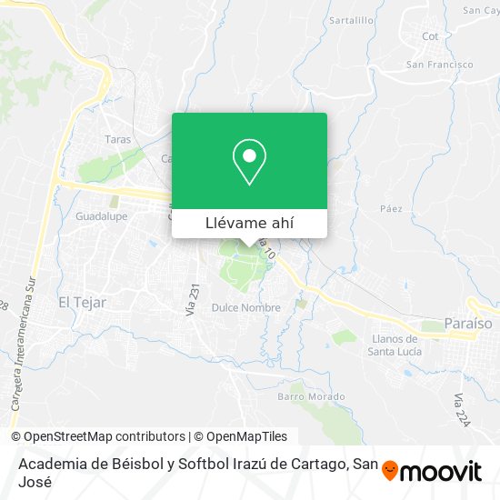 Mapa de Academia de Béisbol y Softbol Irazú de Cartago