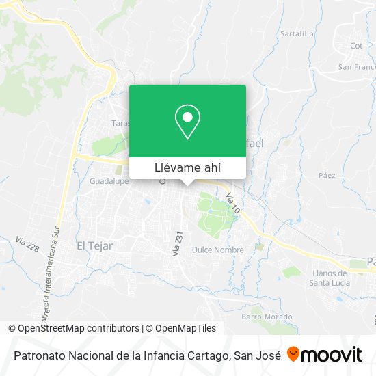 Mapa de Patronato Nacional de la Infancia Cartago