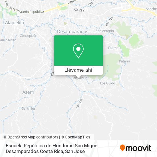 Mapa de Escuela República de Honduras San Miguel Desamparados Costa Rica