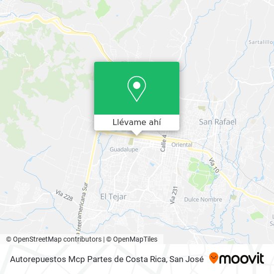 Mapa de Autorepuestos Mcp Partes de Costa Rica