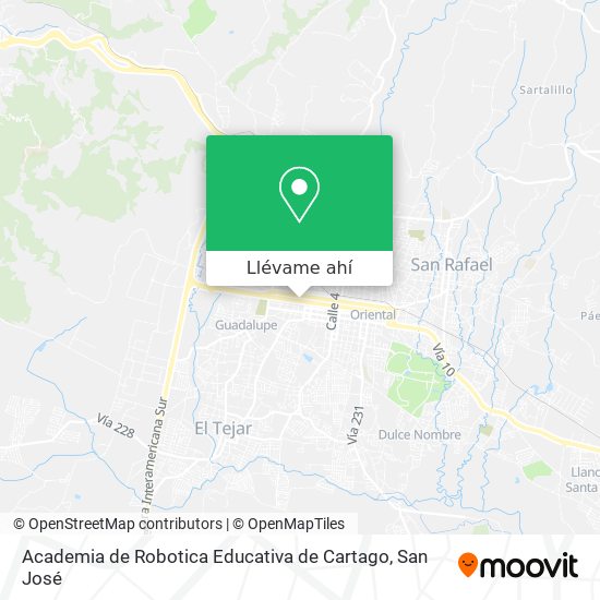 Mapa de Academia de Robotica Educativa de Cartago