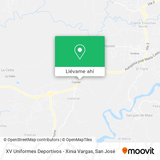 Mapa de XV Uniformes Deportivos - Xinia Vargas