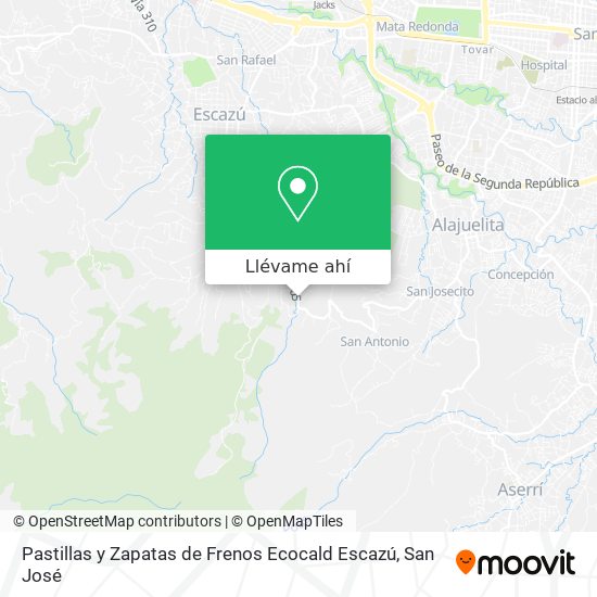 Mapa de Pastillas y Zapatas de Frenos Ecocald Escazú