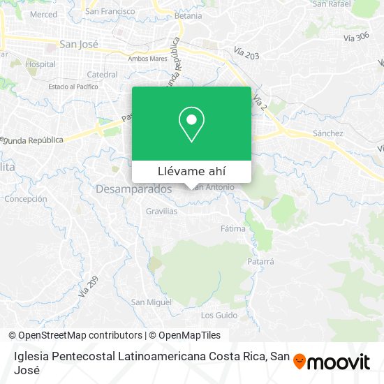 Mapa de Iglesia Pentecostal Latinoamericana Costa Rica