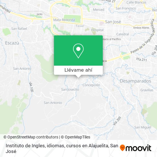 Mapa de Instituto de Ingles, idiomas, cursos en Alajuelita