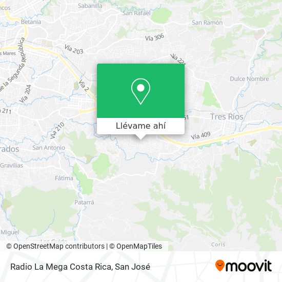 Mapa de Radio La Mega Costa Rica