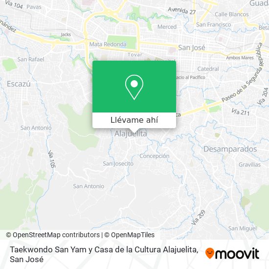 Mapa de Taekwondo San Yam y Casa de la Cultura Alajuelita