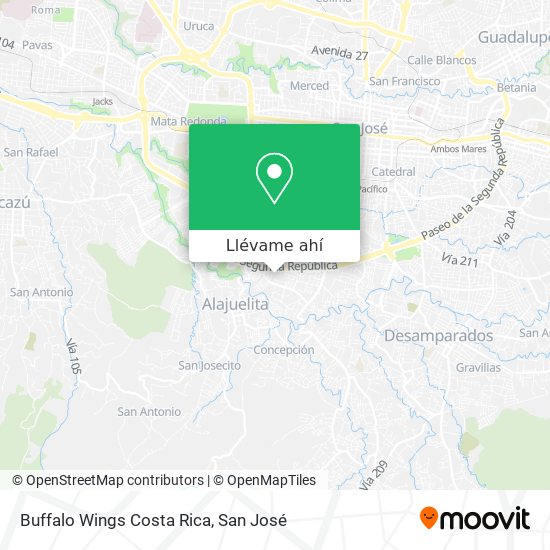 Mapa de Buffalo Wings Costa Rica