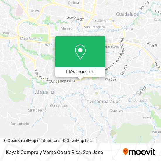 Mapa de Kayak Compra y Venta Costa Rica