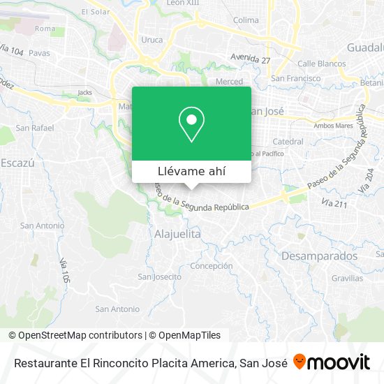 Mapa de Restaurante El Rinconcito Placita America