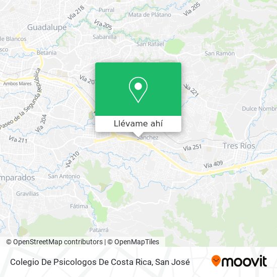 Mapa de Colegio De Psicologos De Costa Rica