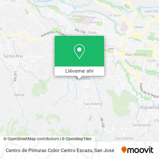 Mapa de Centro de Pinturas Color Centro Escazu