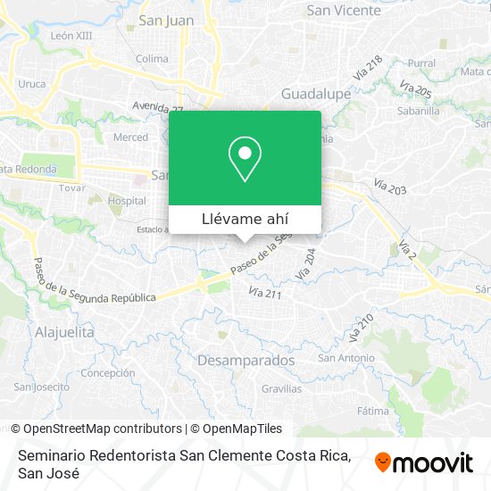 Mapa de Seminario Redentorista San Clemente Costa Rica