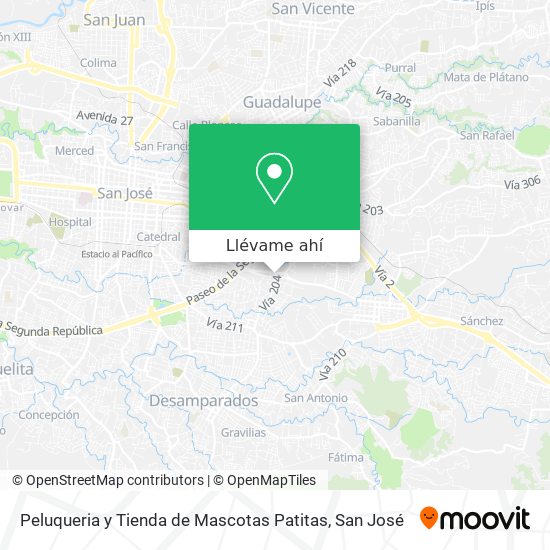 Mapa de Peluqueria y Tienda de Mascotas Patitas