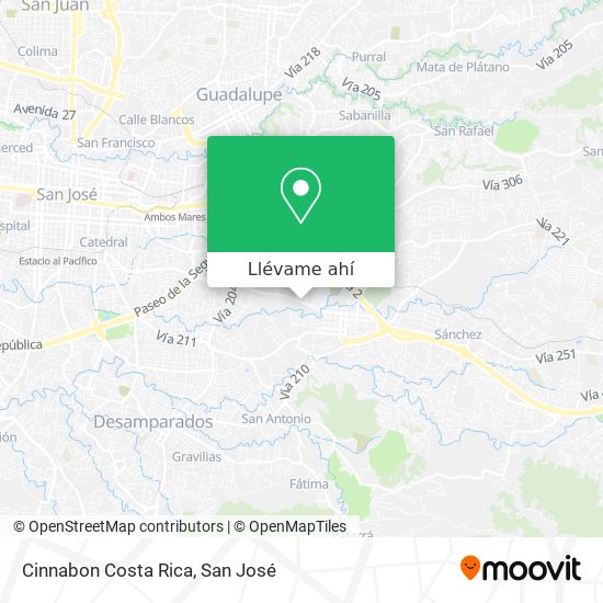 Mapa de Cinnabon Costa Rica