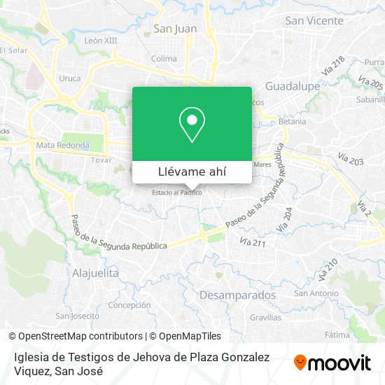 Mapa de Iglesia de Testigos de Jehova de Plaza Gonzalez Viquez