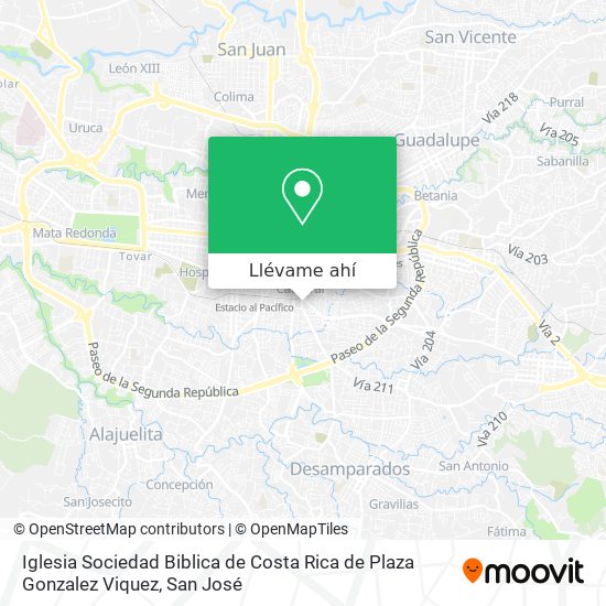 Mapa de Iglesia Sociedad Biblica de Costa Rica de Plaza Gonzalez Viquez
