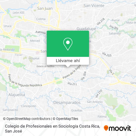 Mapa de Colegio de Profesionales en Sociología Costa Rica