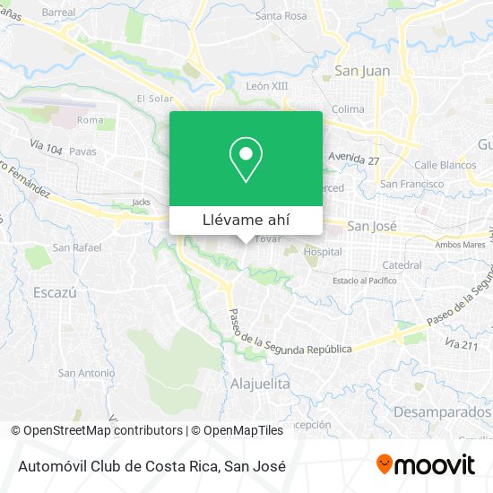 Mapa de Automóvil Club de Costa Rica