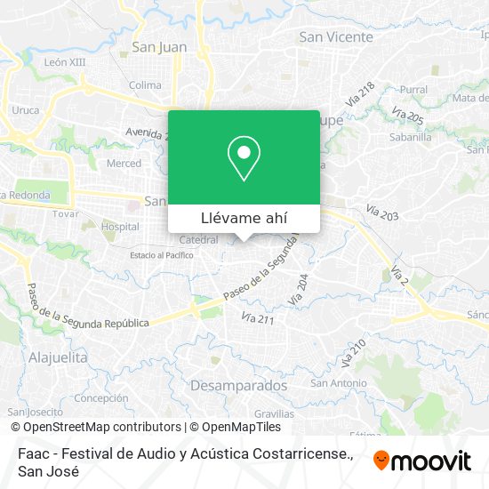 Mapa de Faac - Festival de Audio y Acústica Costarricense.