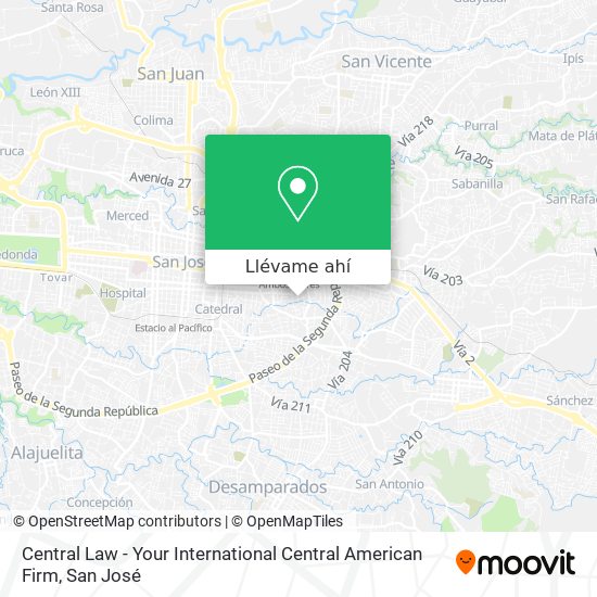 Mapa de Central Law - Your International Central American Firm