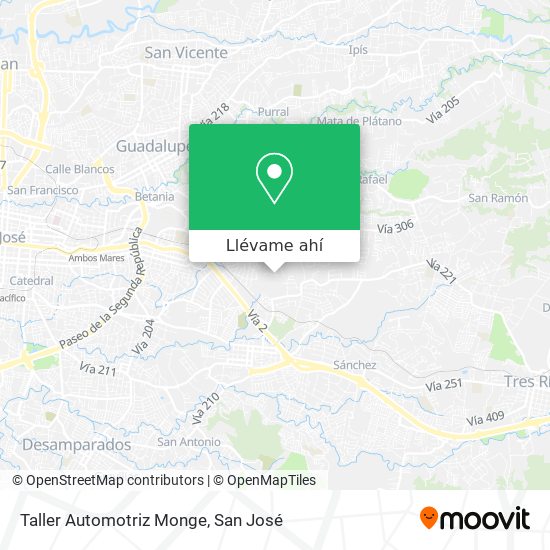 Mapa de Taller Automotriz Monge