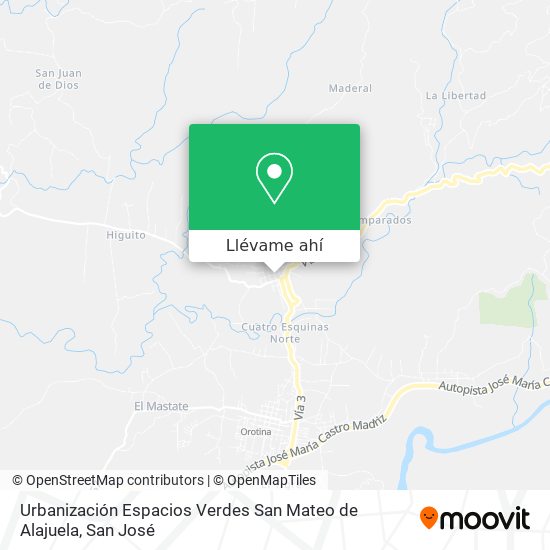 Mapa de Urbanización Espacios Verdes San Mateo de Alajuela