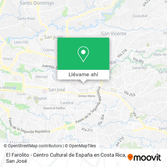Mapa de El Farolito - Centro Cultural de España en Costa Rica