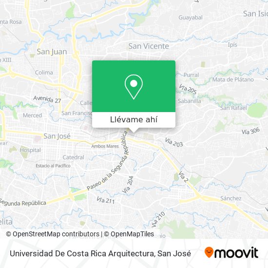 Mapa de Universidad De Costa Rica Arquitectura