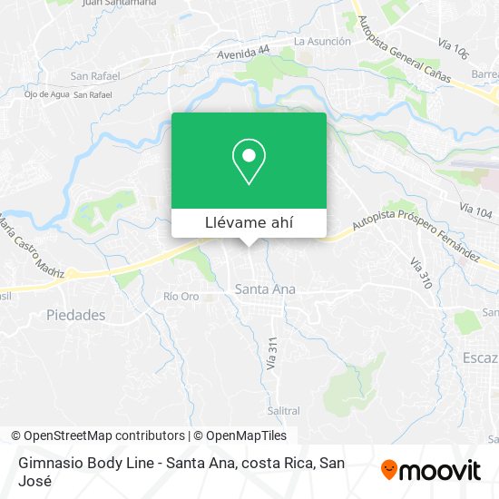 Mapa de Gimnasio Body Line - Santa Ana, costa Rica