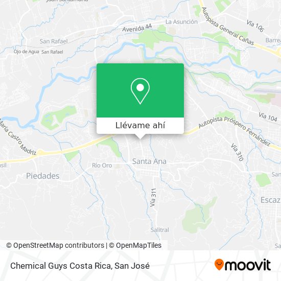 Mapa de Chemical Guys Costa Rica