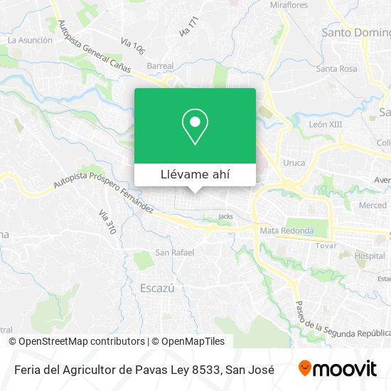 Mapa de Feria del Agricultor de Pavas Ley 8533