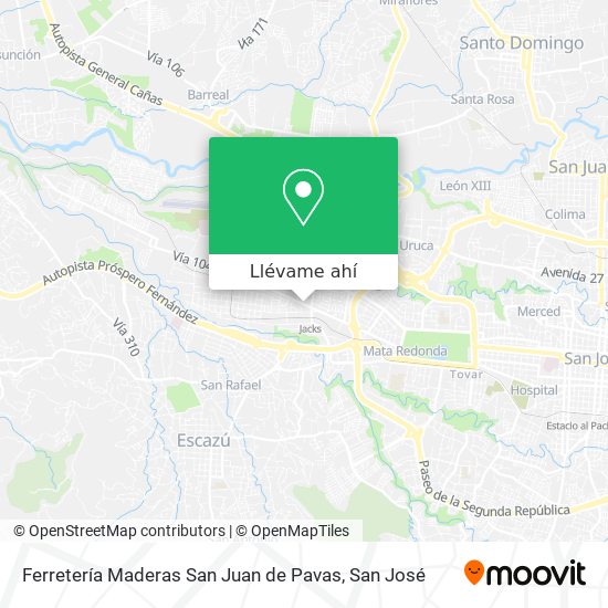 Mapa de Ferretería Maderas San Juan de Pavas