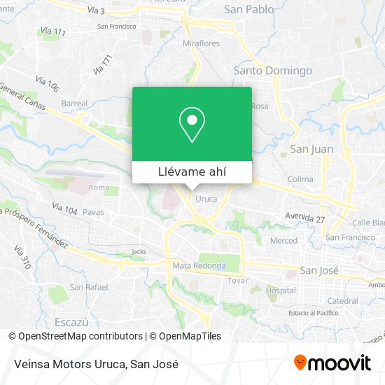 Mapa de Veinsa Motors Uruca