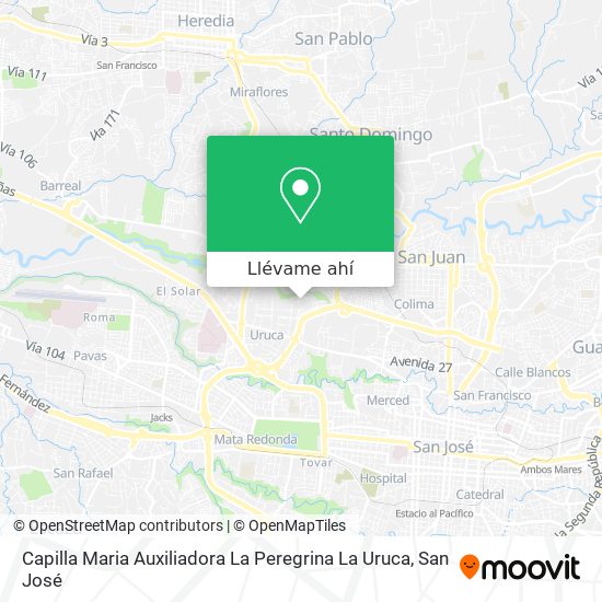 Mapa de Capilla Maria Auxiliadora La Peregrina La Uruca