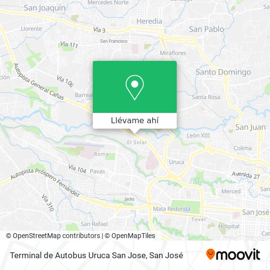 Mapa de Terminal de Autobus Uruca San Jose